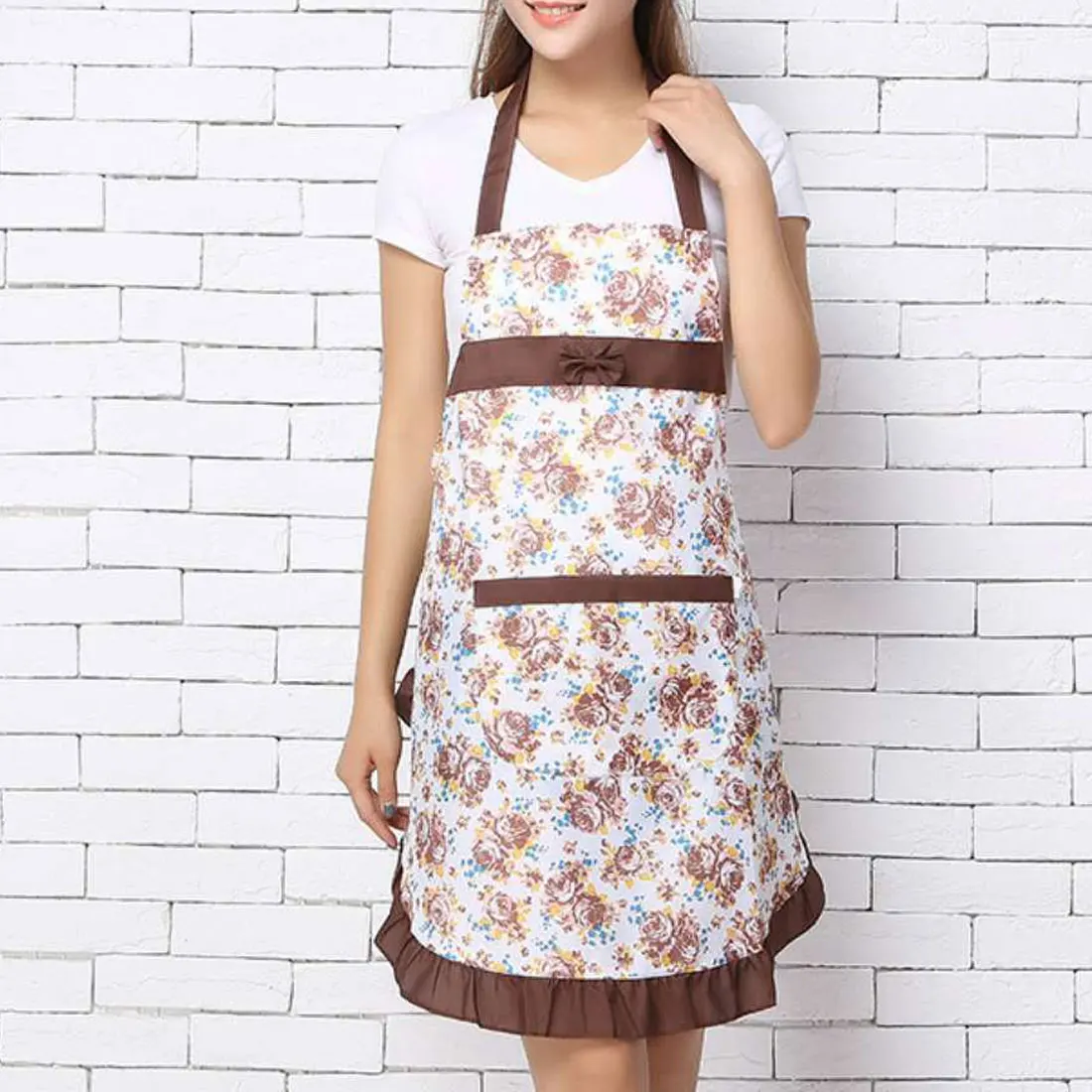 Chinese Kitchen Aprons Floral Cotton Linen Apron High grade Kitchen