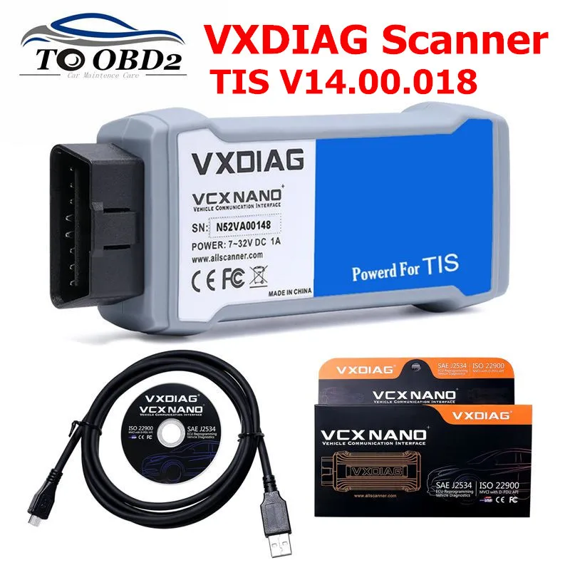 Версии VXDIAG VCX NANO USB и Wi-Fi для TOYOTA TIS Techstream V14 совместима с SAE J2534 до 2019 года |
