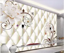 Пользовательские фото 3d обои home decor белый нефрит резьба цветок мягкий посылка фон 3d настенные фрески обои для стен 3 d