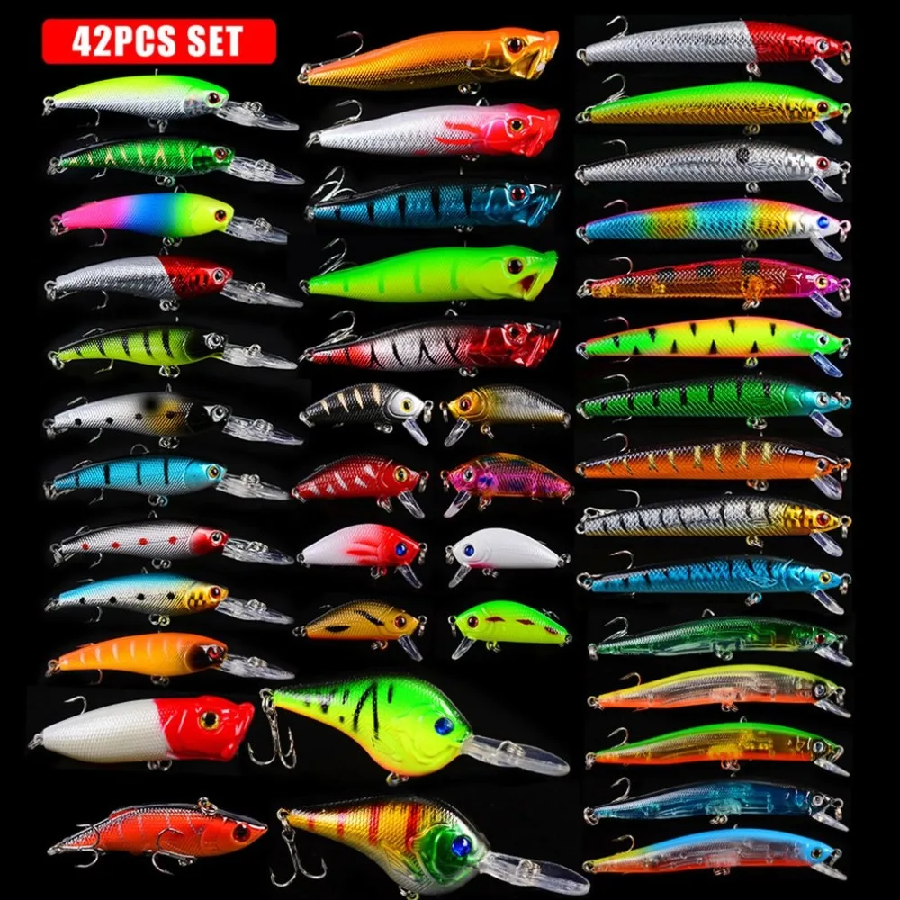 

42pcs Set Mixed Fishing Hook Lure Artificial Bait Tackle