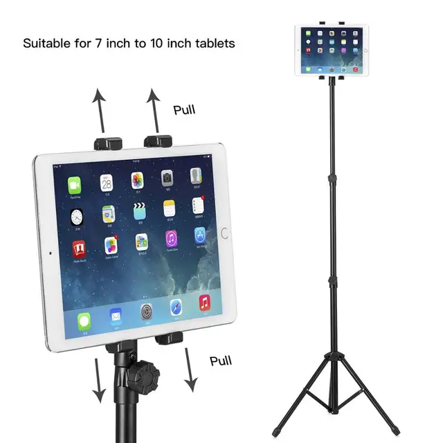 Floor tripod tablet pc stand holder with 360 rotating and height adjustable for 7 10 inch screen