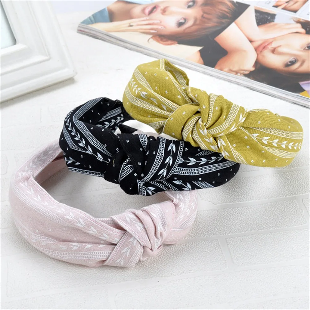 

2019 New Women Bowknot Wide Hairband Cross Knotted Head band Girls Fashion Fabric Headband Solid Head Hoop Lady Hair Accessories