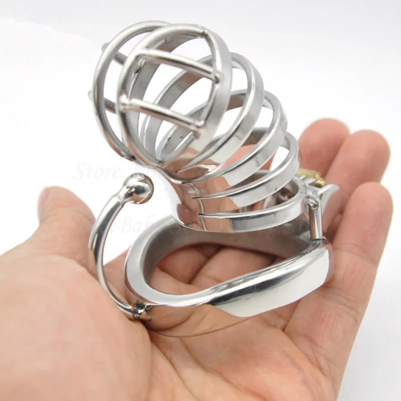 304 Stainless Steel Male Chastity Devices,Long Cock Cage with Base Arc Ring,Penis Lock,Chastity Belt,BDSM Sex Toys For Men