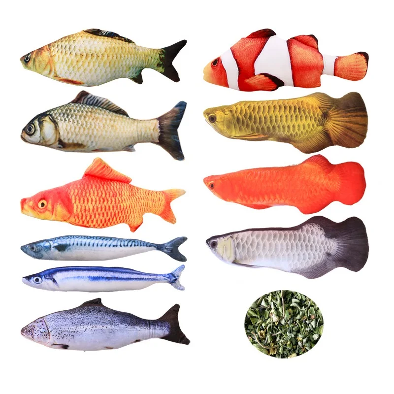 

3D Carp Fish Cat Toys Creative Cute Simulation Plush Fish Playing Toy For Pet Gifts Catnip Fish Stuffed Pillow Doll AT13