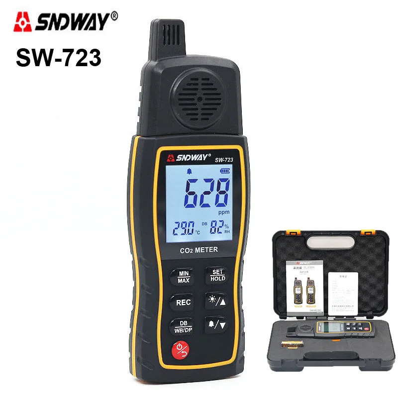  SNDWAY SW723 Portable Co2 ppm meters carbon dioxide detector Co2 air monitor multi gas analyzer 0-9
