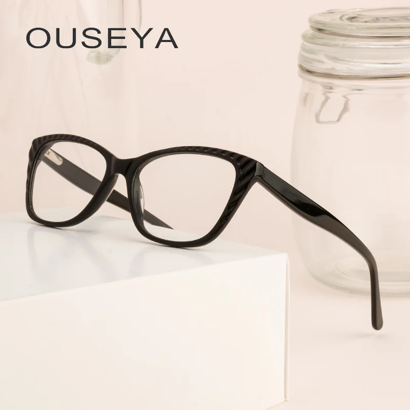 

Acetate Glasses Frame For Women Trendy Retro Male Optical Image Grade Clear Oculos Eyeglasses Women Frame #L5038