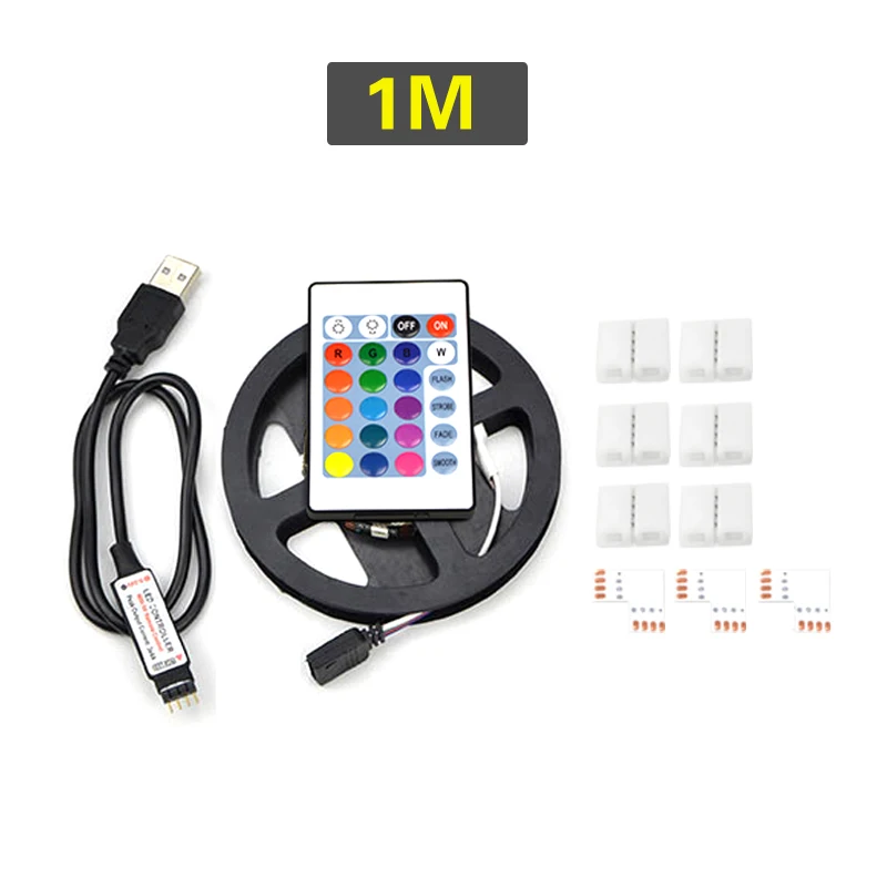 1 м 2 м 3 м угол 90 градусов RGB USB светодиодный светильник 5 в 5050 SMD tira USB СВЕТОДИОДНЫЙ светильник Диодная лента ТВ подсветка RGB управление - Испускаемый цвет: 1M