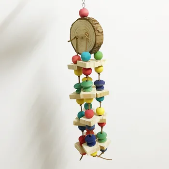 

Wood Bird Toys Handcraft Non-toxic Colorful Bird Toy Hanging Blocks Cage Toys for Parrot Parakeet Cockatiel Chewing Play Toy