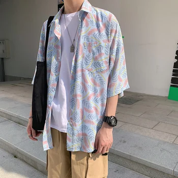 

Summer New Hawaiian Shirt Men's Fashion Printed Casual Shirt Man Streetwear Trend Wild Hip Hop Loose Short-sleeved Shirt M-2XL
