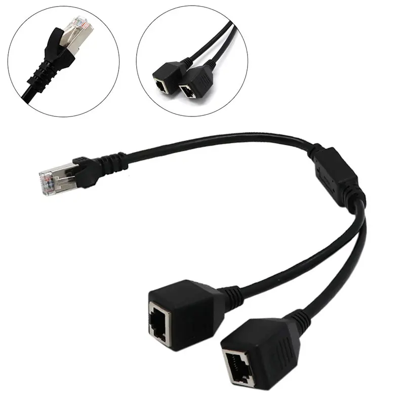 RJ45 Ethernet Y Splitter Кабель-адаптер 1 до 2 Порты и разъёмы адаптер Шнур для CAT 5/CAT 6 LAN Ethernet LCC77