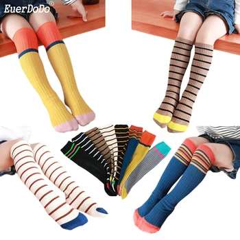 

Girls Socks Autumn Winter Cotton Striped 3-10 Years Kids Knee Socks For Girls Cheap Stuff Baby Dance Clothing