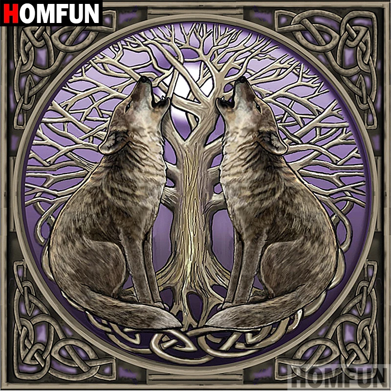 

HOMFUN Full Square/Round Drill 5D DIY Diamond Painting "Animal wolf" 3D Embroidery Cross Stitch 5D Home Decor A10059