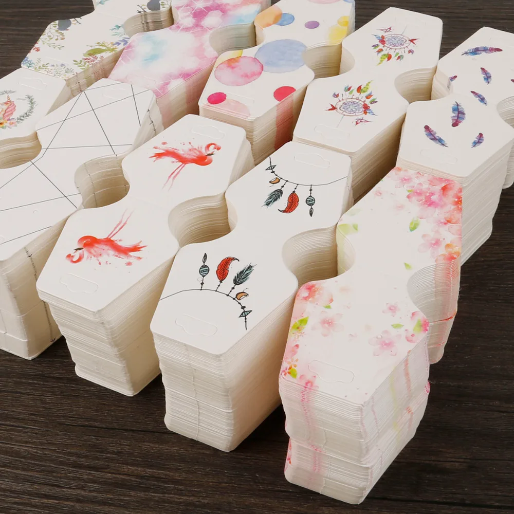 

100Pieces/Lot 10 Styles DIY Handmade Printing Necklace Card Folding Bracelet Jewelry Display Hang Tag Label Organizer Tags