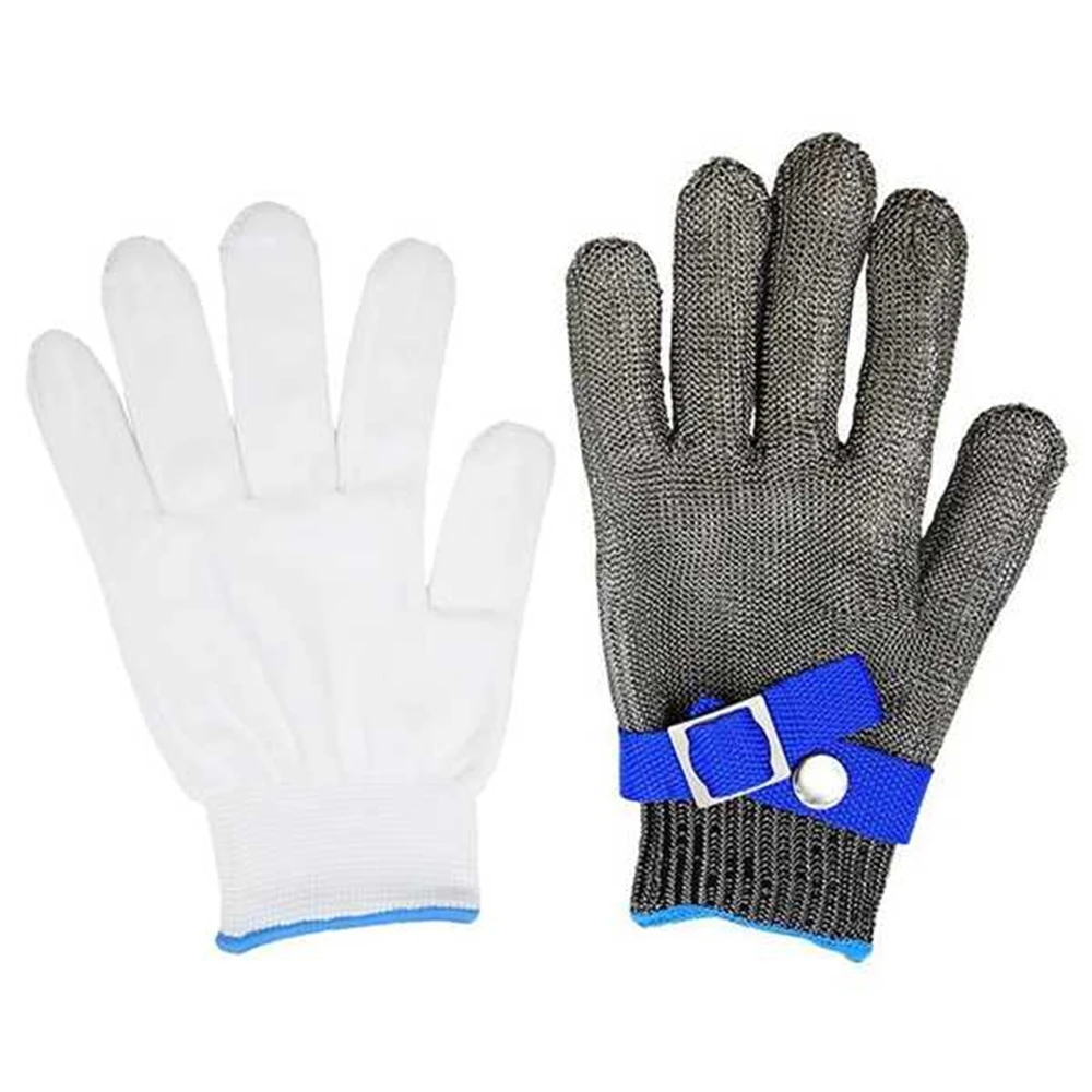

Safety Cut Proof Stab Resistant Stainless Steel Wire Butcher Blue Red Gloves L/M Size High Performance Level 5 Protection Glove