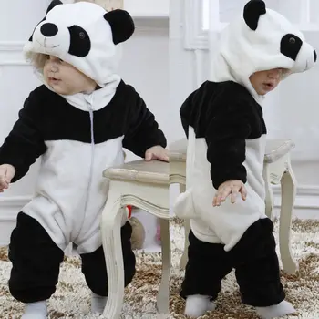 

2018 Winter Baby Boys Girls Ropmers Kids Warm Panda Animal Pajamas Overall Toddler Thicken Sleepwear Clothes Baby Jumpsuit0-3Y