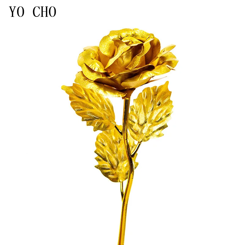 Artificial plants artificial flowers artificial rose petals artificial rose artificial flower bouquet artificial flower 24K gold plated golden rose flowers Valentine Day gift box holiday present wedding party decor