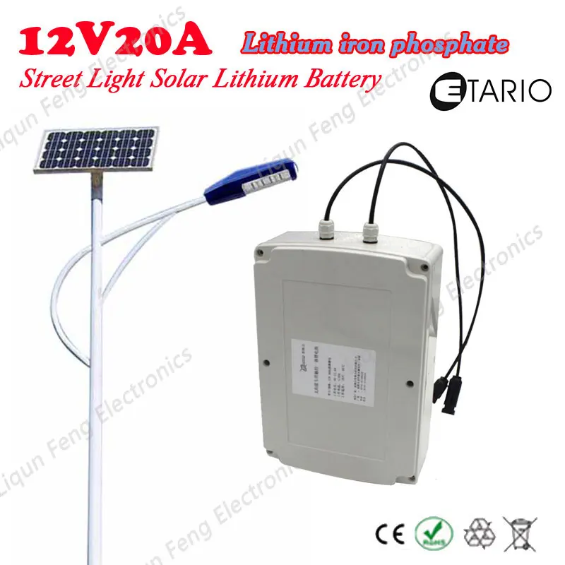 12V 20A Lithium Iron Phosphate lifepo4 Solar Cell Garden Light Street Lamp Case Super Waterproof Long Life Easy Install | Спорт и