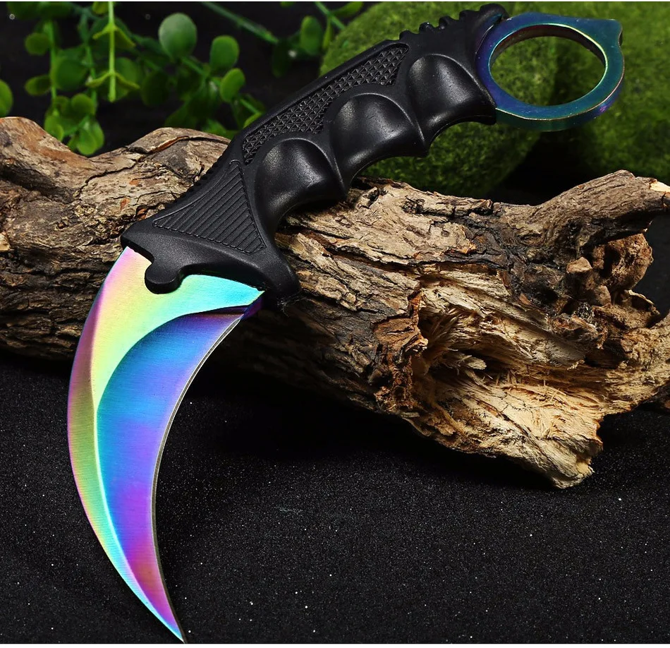 CSGO нож Karambit, тренировочный нож с фиксированным лезвием, многофункциональный нож с оболочкой, охотничьи ножи для выживания, карманные ножи для шеи CS, холодная Прямая поставка