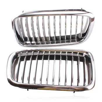 

New 2 pcs Silver Left & Right Grille Grill Chrome Frame Fin Bar Grid For BMW 7-Series E38 740i 740iL 1999-2001 ABS Plastic
