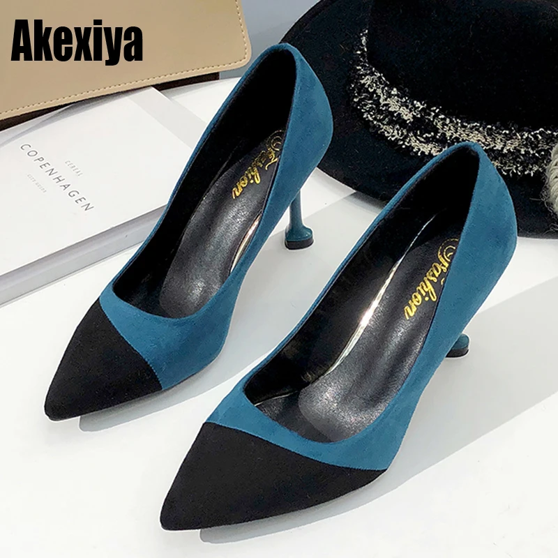 

2019 new spring shallow mouth color matching pointed stiletto high heels simple fashion single shoes elegant womens shoes d568