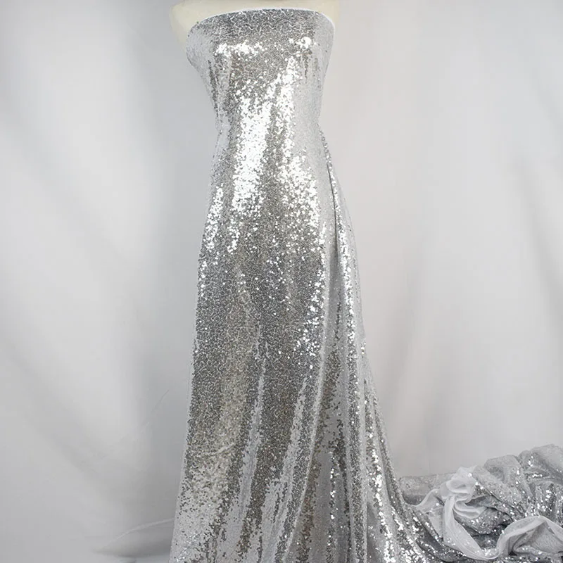 

Silver Sequin Fabric Impervious Design Costumes Dress Skirt Designer Material Fabric Party Background Cloth