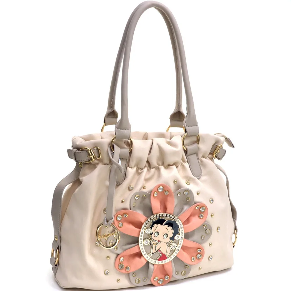 Betty Boop Bags Flower Flat Bottom Hobo Bag With Shoulder Strap Betty Boop Bags Flower Flat Bottom Hobo Bag With Shoulder Strap Rhinestones Women Leather Handbags Studs In From Luggage On