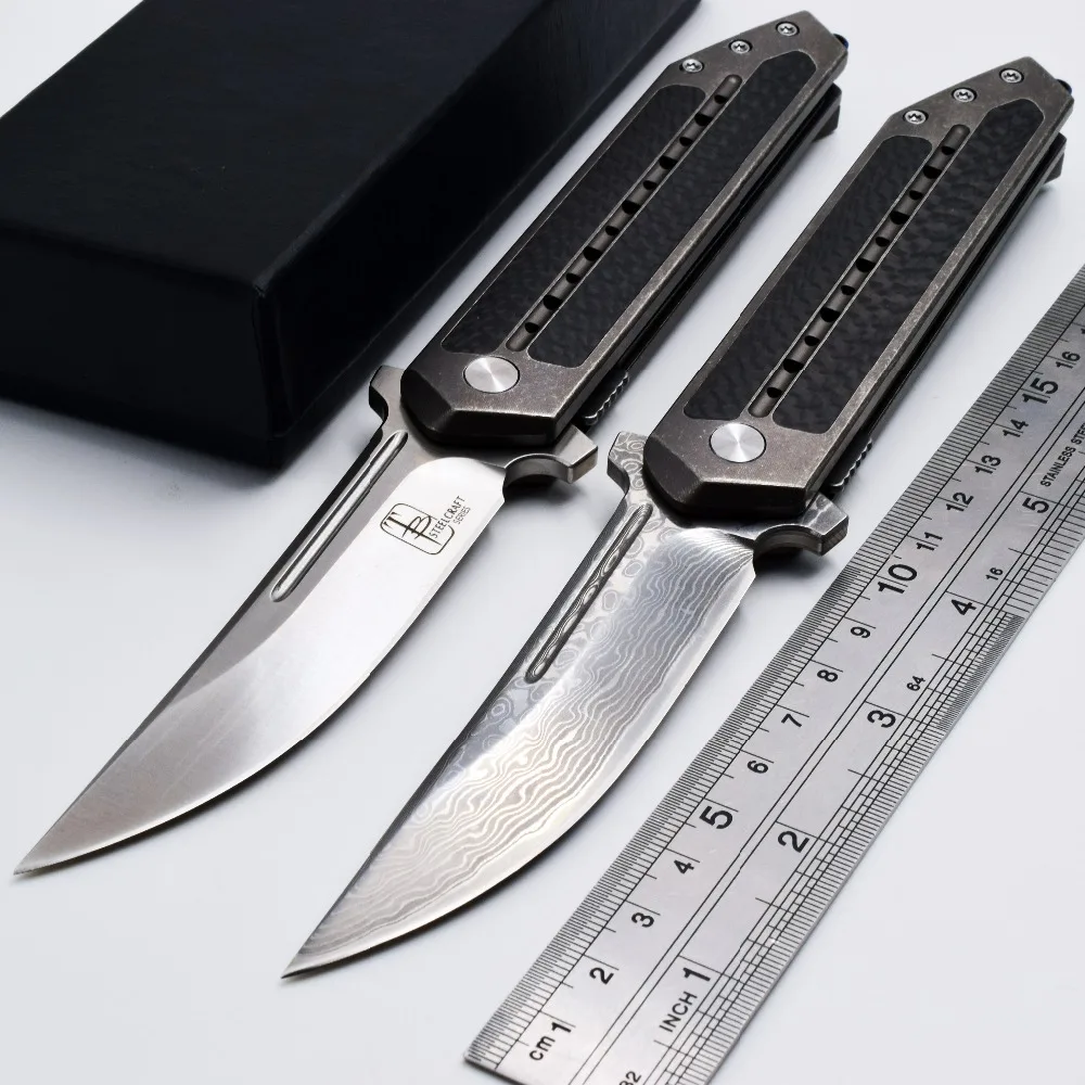 Купить Коллектор тактический складной Ножи Дамаск S35VN лезвие углеродно титановый волокна справиться EDC карман выживания туристические охотничьи ...