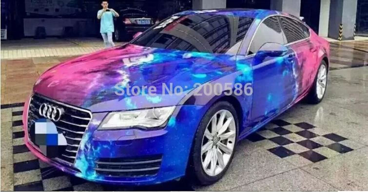 

Galaxy Vinyl Wrap Printed Starry Sky Car Wrap Film Air Bubble Free Sticker Bomb Vehicle Covering Size 1.52X30M/Roll 5x98ft