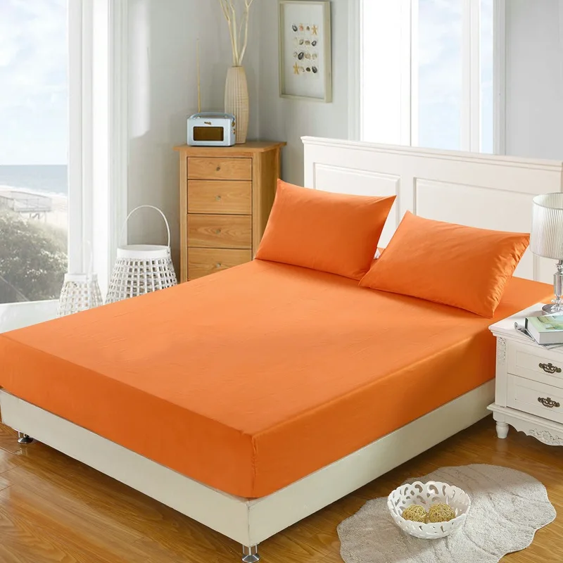  Super Soft Fitted Sheet Mattress Cover With Elastic Band Bed Sheet & Pillowcases Solid Color Single