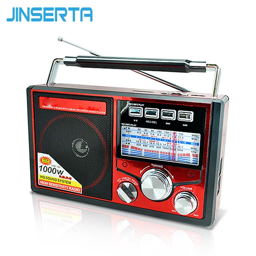 JINSERTA FM/AM/SW Ретро Радио мировой диапазон приемник MP3 плеер с фонариком функция записи Поддержка TF карты U диск воспроизведения