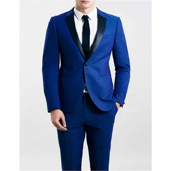 

Hot Real New Smoking Custom Made Groomsmen Notch Lapel Groom Tuxedos Royal Mens Suits Wedding Best Man (jacket+pants)