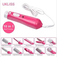 10 в 1 электрическая плойка для волос многофункциональная сушилка щетка вращение стайлер бигуди щетка для волос сменный салон Электрический инструмент для волос
