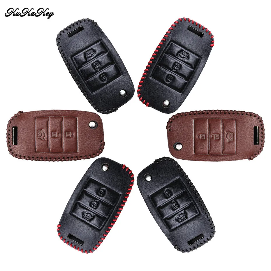 

1PC Leather Car Key Case Cover Protection Shell Skin For Kia Rio K2 K3 K5 Bongo Sorento Soul Sportage Car Keyring Keychain