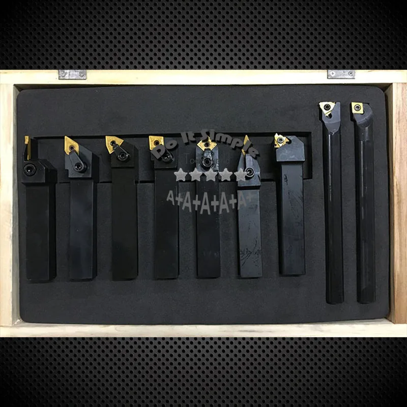 

9pcs/set 20mm Hard Alloy Blade with Coating Turning Tool, CNC Lathe Tool Kits Cutter , Durable Cutting Tools