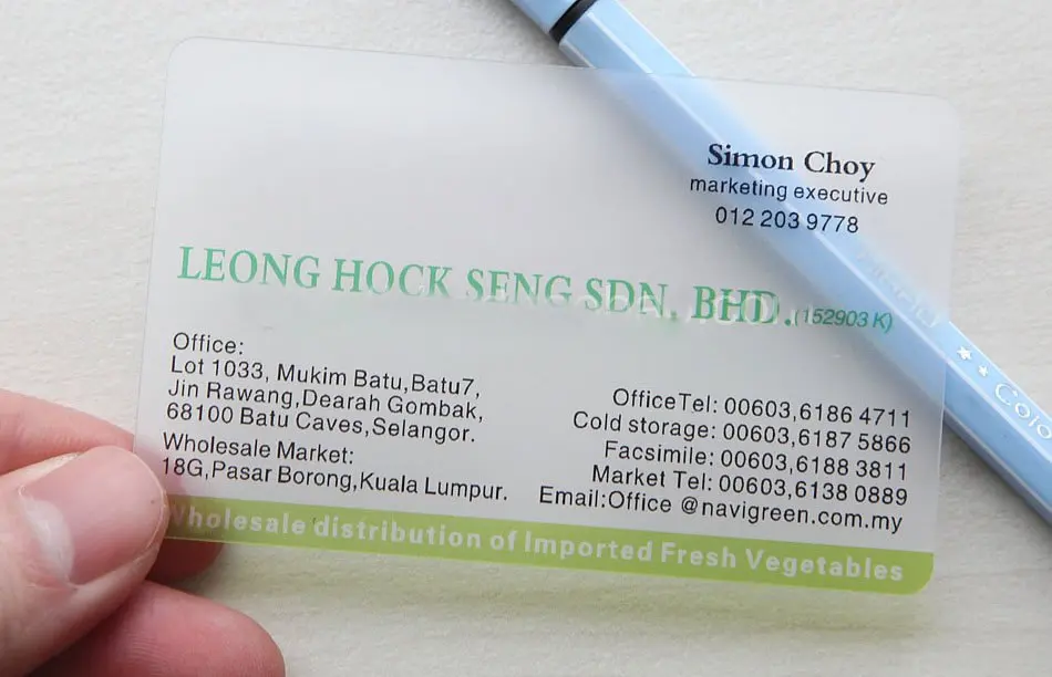 CMYK plastic transparent business card /pvc transparent vip card for