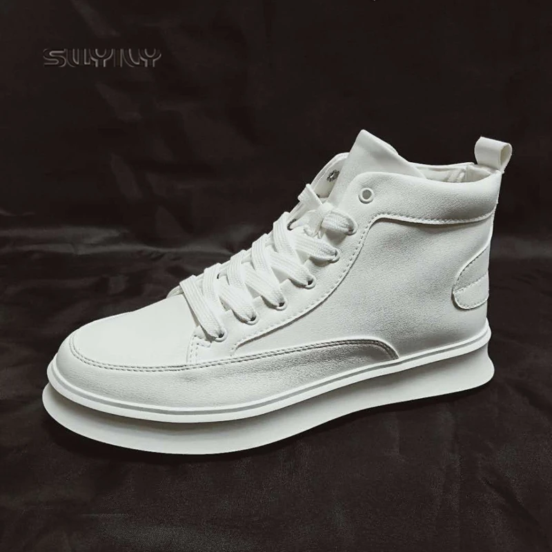 SWYIVY Men Sneakers High-top Solid Color Men Skateboarding Shoes 2018 New Autumn Winter Men Sport Shoes Light Weight