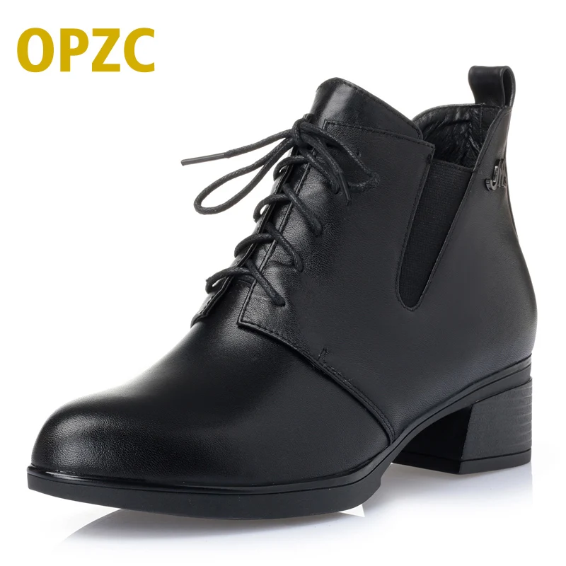 

OPZC ladies ankle boots, Genuine leather fashion British Style Shoes Women, Spring Soft Leather martin boots women Retro Brogues