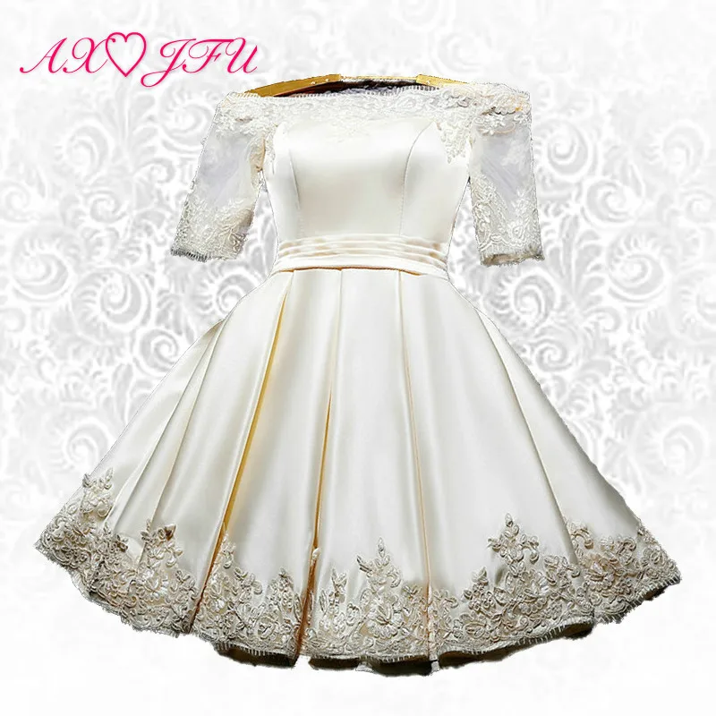 Goede AXJFU Korte Avondjurken Padded Rendementen Vrouwen Gown Nieuwe Zomer Stijl Speciale Gelegenheid Jurken robe de soiree vestido