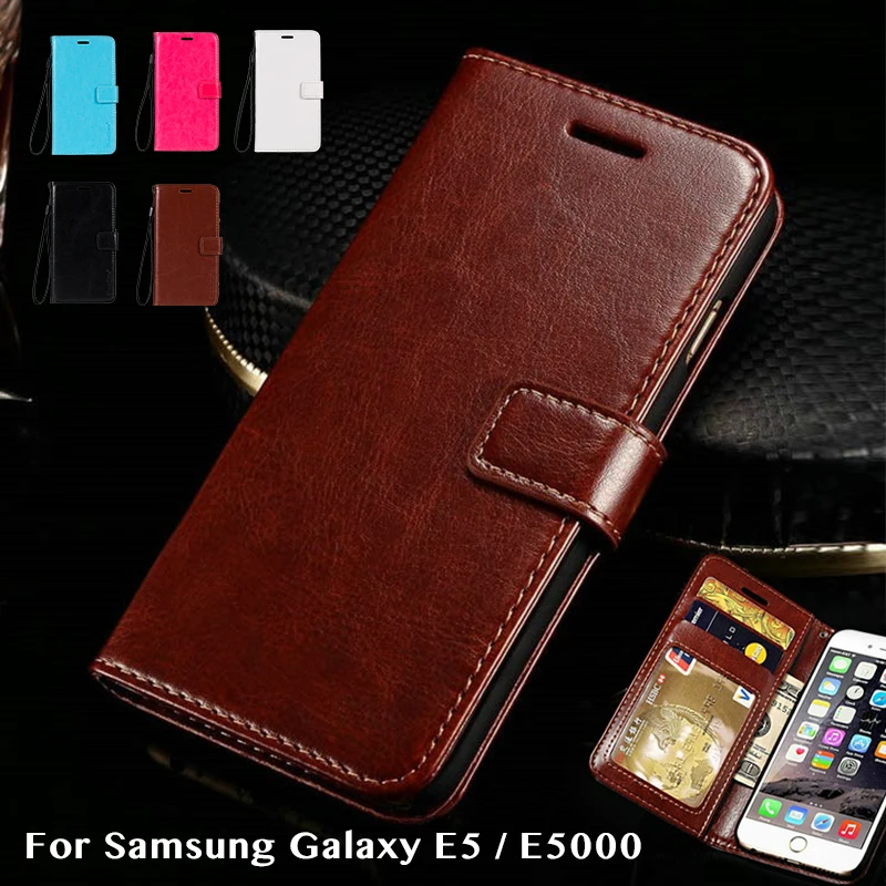 

Leather Phone Case For Samsung Galaxy E5 Flip Case Soft Tpu Silicone Back Cover For Samsung Galaxy E5 E5000 Business Book Case