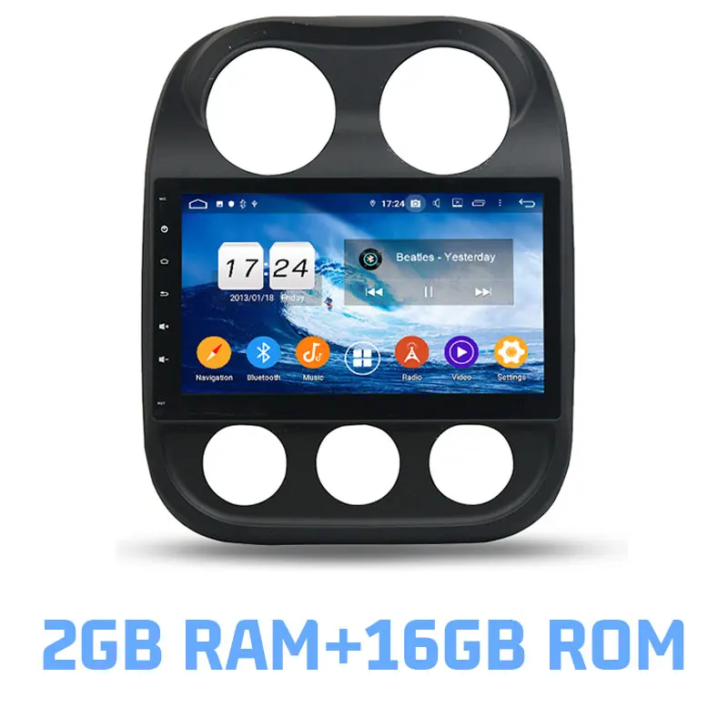 DSP ips Android 9,0 4 Гб+ 64 ГБ+ 8 ядерный автомобильный dvd-плеер gps карта RDS радио wifi Bluetooth 4,2 2 Din forr JEEP Compass 2009 - Color: 2GB RAM and 16GB ROM