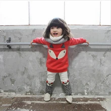 Осенне-зимний костюм для маленьких девочек бархатный свитер для маленьких девочек детская зимняя одежда для девочек бархатный утепленный комплект из 2 предметов с лисой для девочек