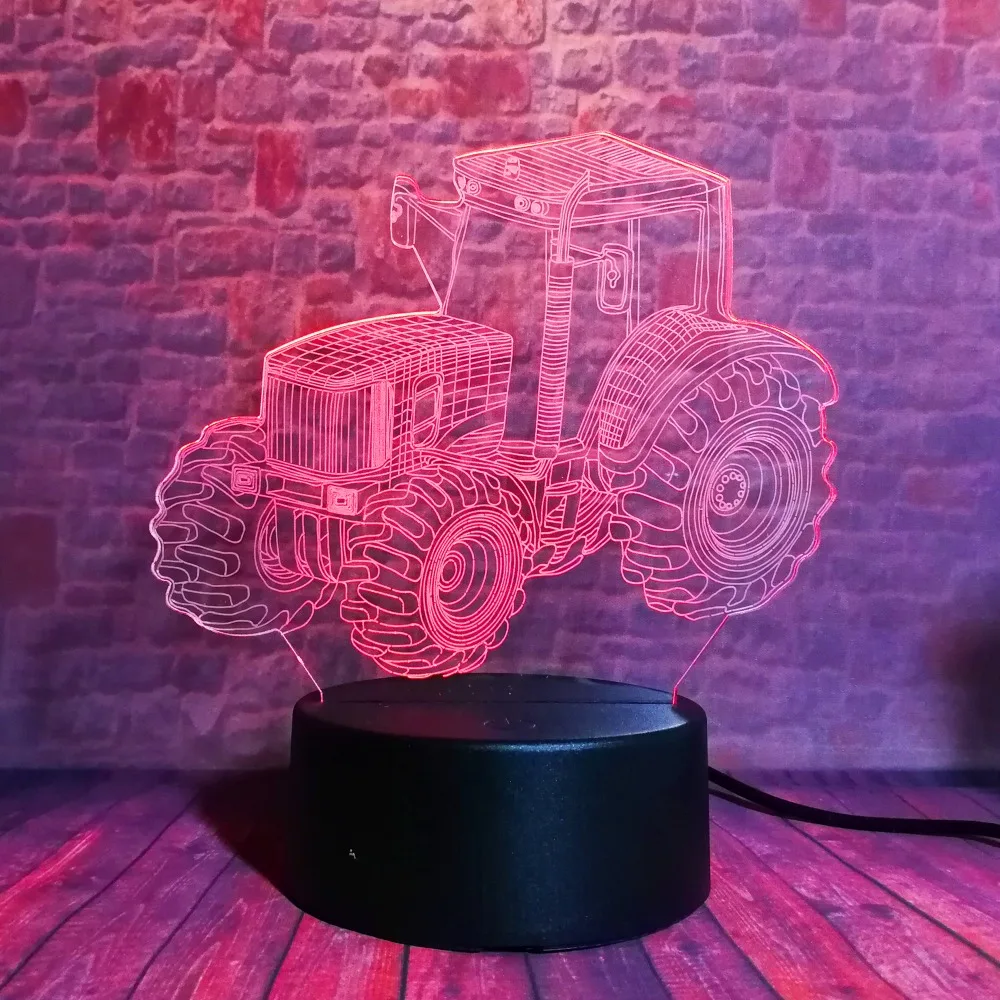  Creative 3D Dynamic Tractor Car Vehicle 7 Colors Changing USB Desk Table Lamp Remote Touch Base Kid - 32948550931