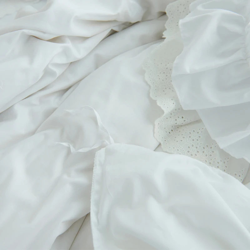 Белая Кружевная блуза принцессы свадьбные постельные комплекты домашний текстиль высокого качества queen King size модное одеяло крышка Комплект постельный комплект