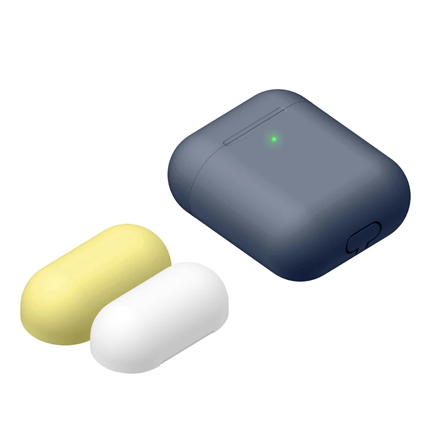 Чехол для AirPods 2, беспроводная зарядная коробка, мягкий силиконовый защитный чехол, защитный чехол для Apple, аксессуары для AirPods - Цвет: Blue case