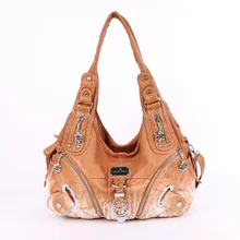 Модные дизайнерские женские сумки через плечо из искусственной кожи с эффектом потертости, большая вместительность, Гладкие Женские сумки через плечо