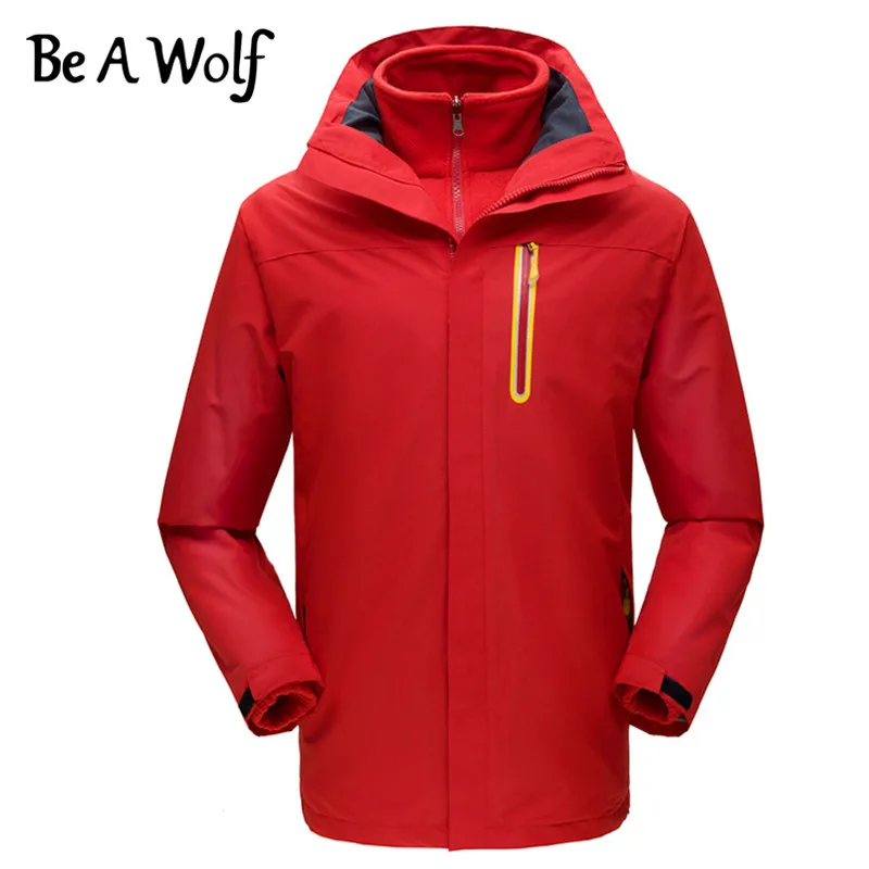 Зимняя теплая походная куртка Be A Wolf для женщин и мужчин, походная одежда для рыбалки, водонепроницаемая ветровка, куртка с подогревом J1748/J1749 - Цвет: men-red