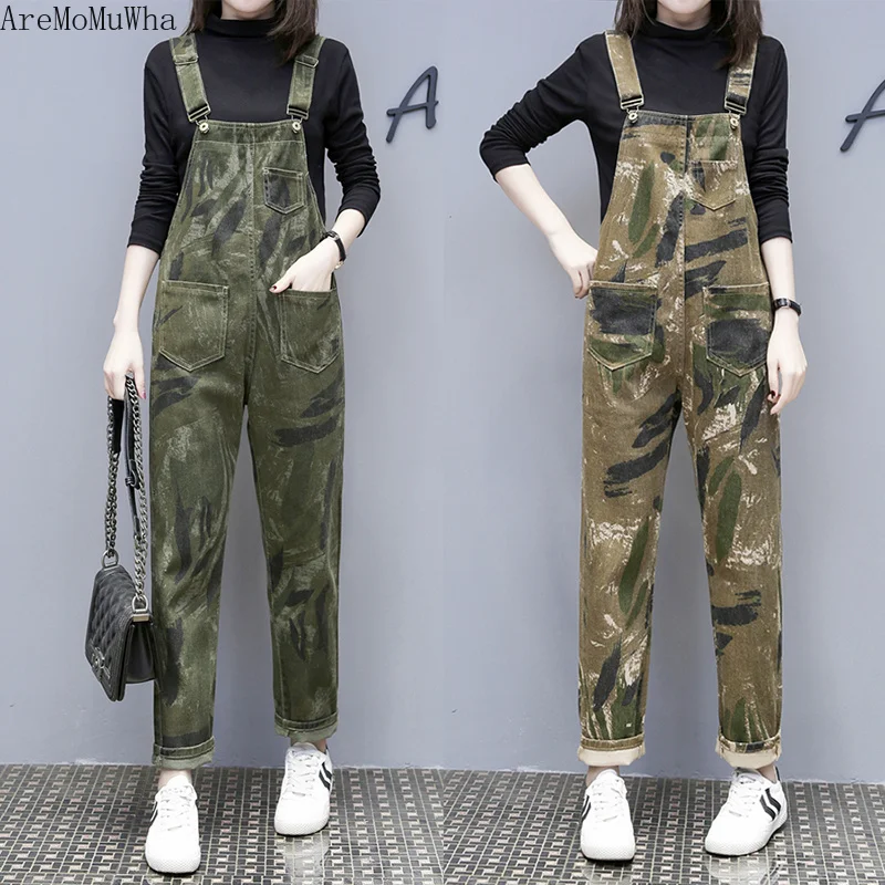 AreMoMuWha камуфляжные Джинсы женские 2019 Весна возраст снижение нагрудник женский корейской версии прилива прилив студенческие джинсы женщина