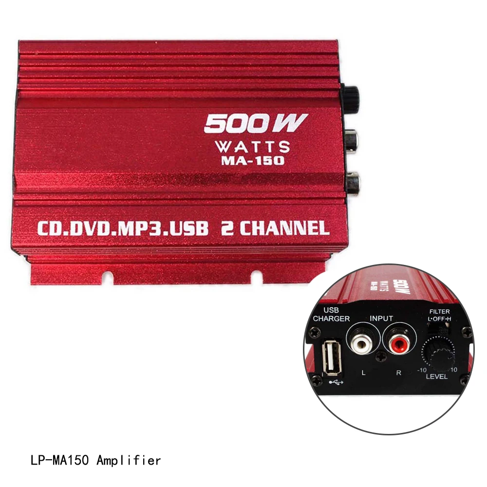 

MA150 Mini Amplifier Digital MP3 RCA 65W Hi-Fi Stereo Connection Radio Car Audio Speaker 12V Mini Low Distortion For Motor&Car