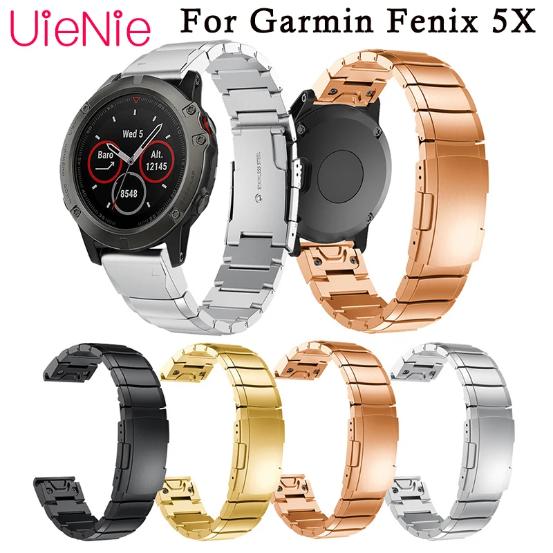 

26mm wristband Stainless steel easy Fit watch Wrist Strap for Garmin Fenix 5X 5X plus quick release Watch band Strap Bracelet