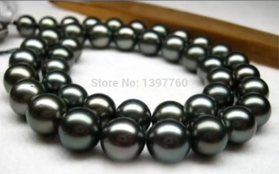 

Miss charm Jew.151 stunning natural 11-12mm tahitian black pearl necklace 14KGPG